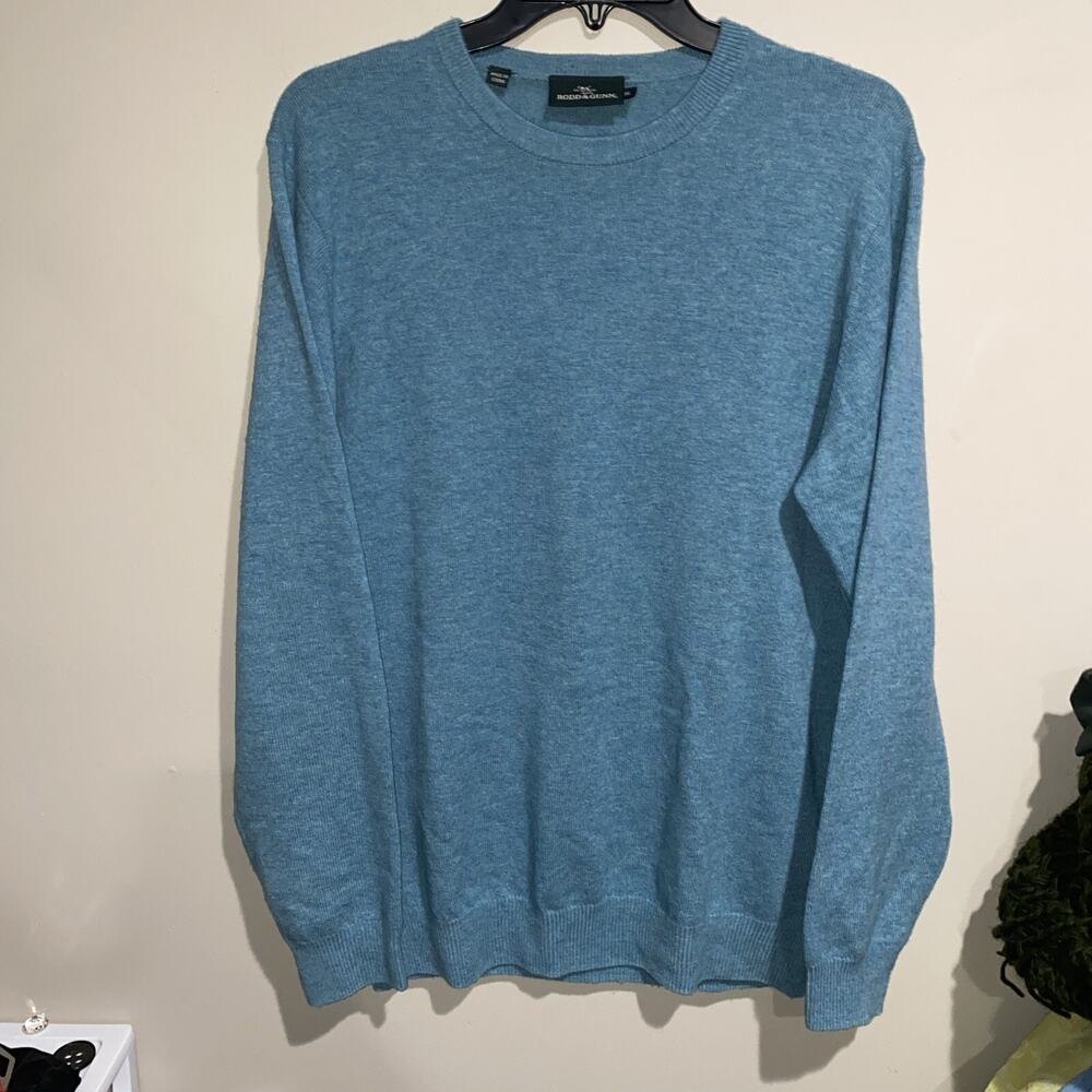 Rodd & Gunn Queens Town Sweater Optim Wool Cashmere Merino Lagoon Blue Med